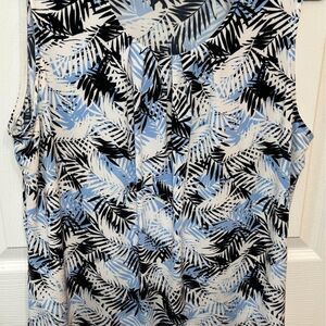 Christopher & Banks women’s size L Large dressy tank top with leaves blue white